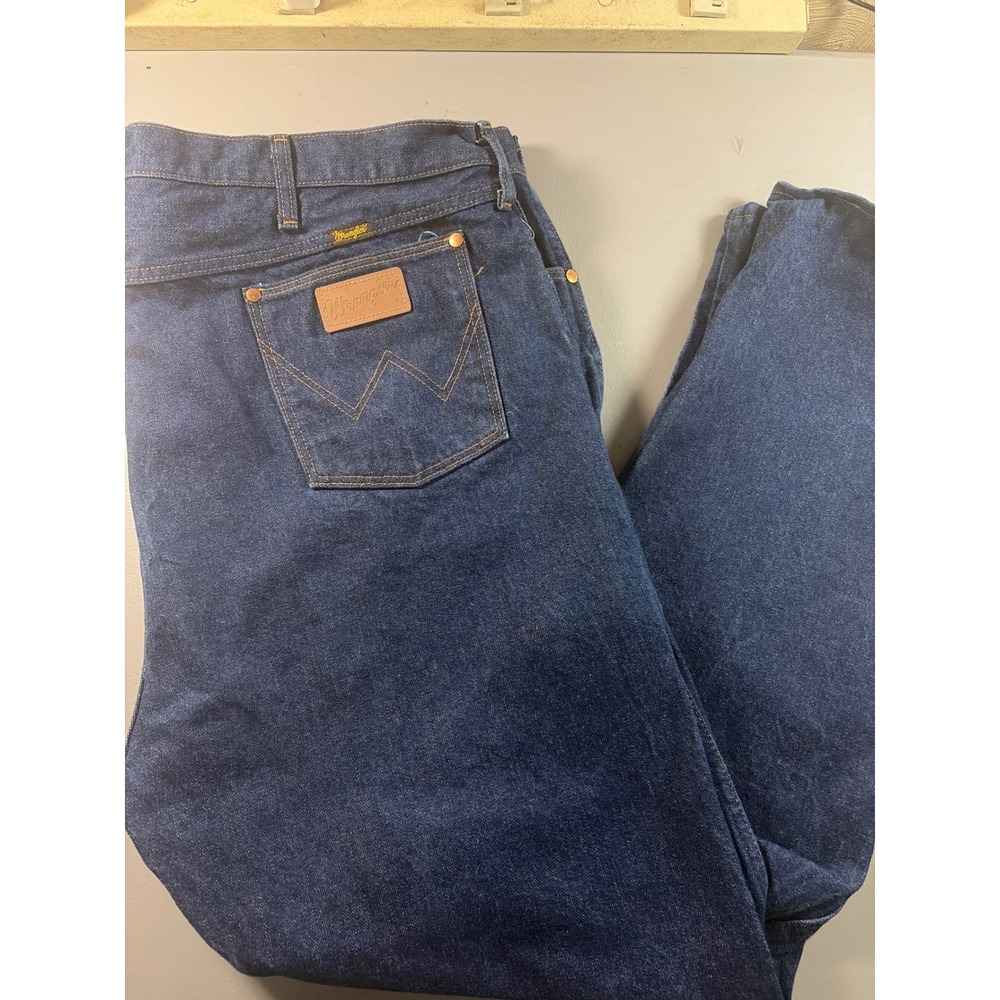 Wrangler Jeans Mens 50x32 Blue Cowboy Cut Straight Leg 100% Cotton Made in USA